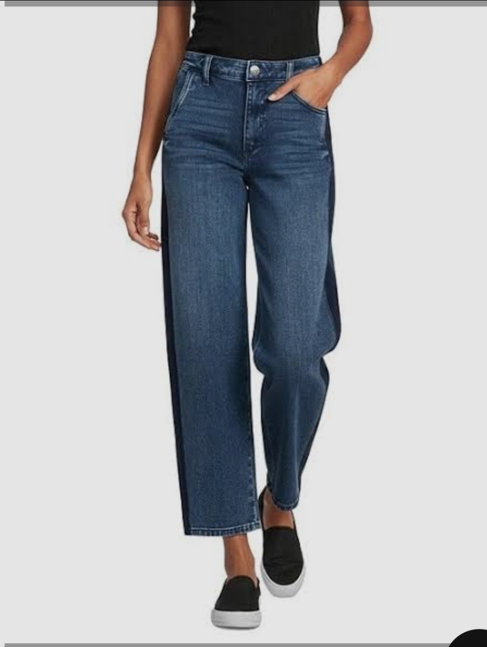 Kut from the Kloth Two-Tone Dark and Medium Blue High-Rise Jeans And Wide Leg - Picture 2 of 11